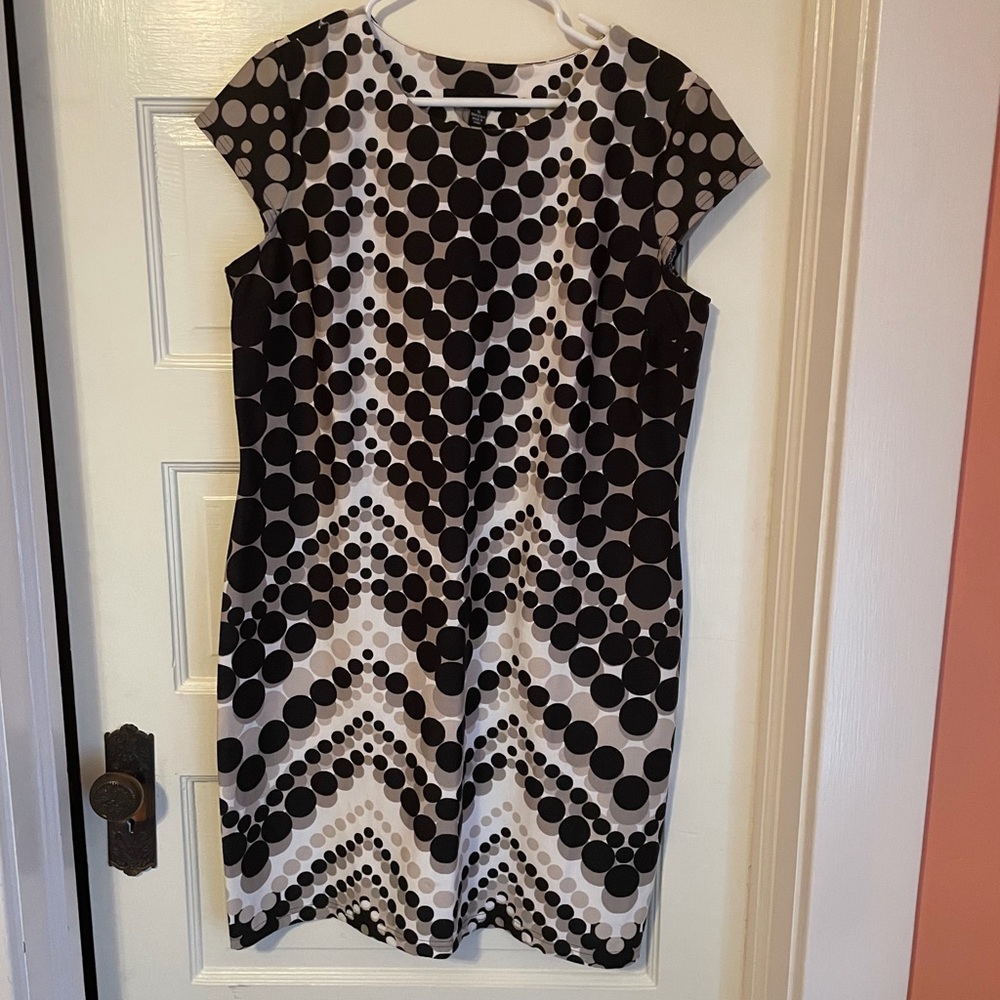 madison leigh Black & White Polka Dot Midi Sheath Dress